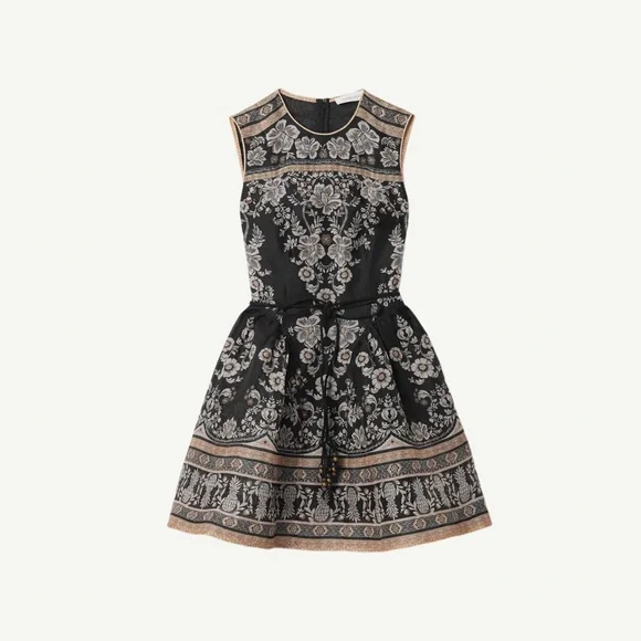 Zimmermann belted floral-print linen and silk-blend organza mini dress Size 0 - Picture 2 of 8